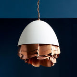 Ruffle Chandelier, White/Copper