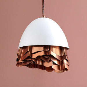 Ruffle Chandelier, White/Copper
