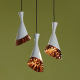 Ruffle Pendant Lamp, White/Copper