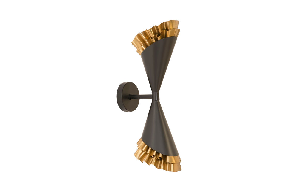 Ruffle Sconce, Black/Brass