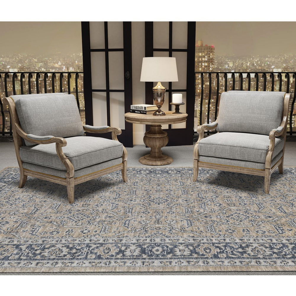 AMER Rugs Inara INA-8 Hand-Loomed Bordered Classic Area Rug Gold 10' x 14'