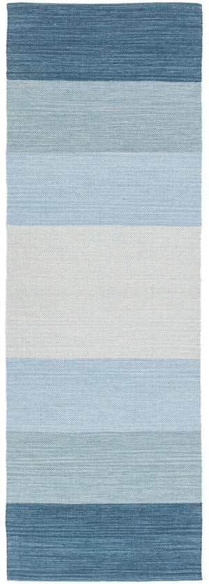 Chandra Rugs India 100% Cotton Hand-Woven Contemporary Rug Blue 2'6 x 7'6