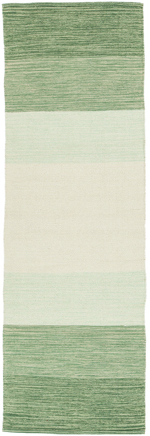 Chandra Rugs India 100% Cotton Hand-Woven Contemporary Rug Green/Cream 2'6 x 7'6