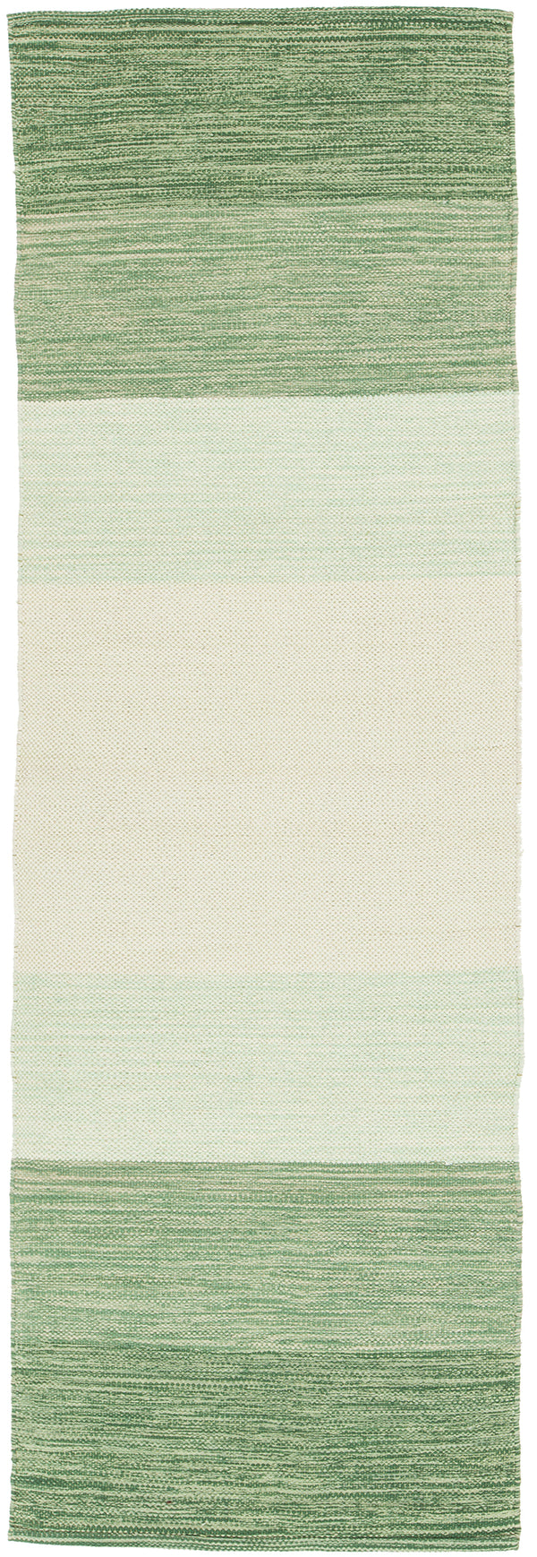 Chandra Rugs India 100% Cotton Hand-Woven Contemporary Rug Green/Cream 2'6 x 7'6
