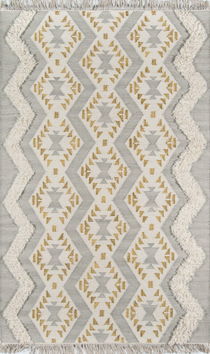 Momeni Novogratz Indio IND-1 Hand Woven Contemporary Geometric, Zig Zag Indoor Area Rug Grey 7'6" x 9'6" INDIOIND-1GRY7696