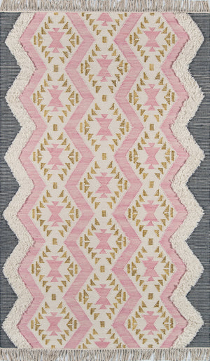 Momeni Novogratz Indio IND-1 Hand Woven Contemporary Geometric, Zig Zag Indoor Area Rug Pink 7'6" x 9'6" INDIOIND-1PNK7696