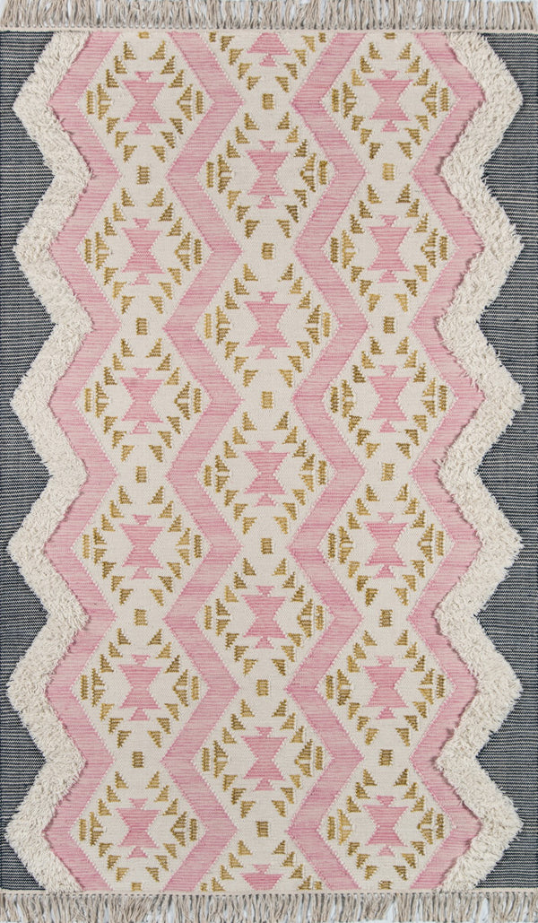 Momeni Novogratz Indio IND-1 Hand Woven Contemporary Geometric, Zig Zag Indoor Area Rug Pink 7'6" x 9'6" INDIOIND-1PNK7696