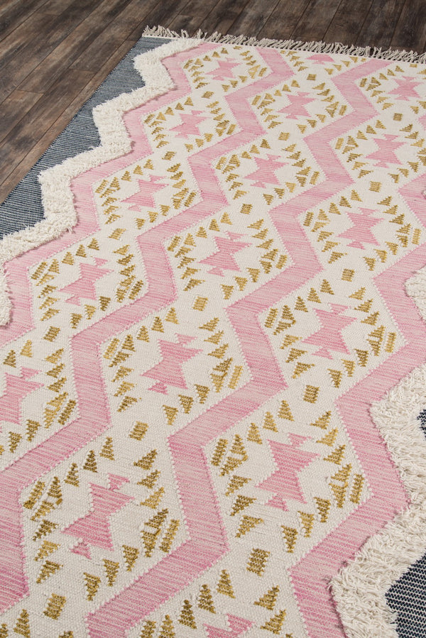 Momeni Novogratz Indio IND-1 Hand Woven Contemporary Geometric, Zig Zag Indoor Area Rug Pink 7'6" x 9'6" INDIOIND-1PNK7696