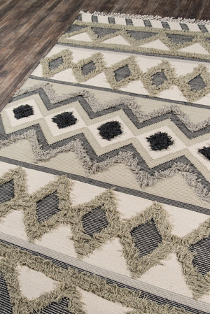 Momeni Novogratz Indio IND-4 Hand Woven Contemporary Geometric Indoor Area Rug Sage 7'6" x 9'6" INDIOIND-4SAG7696