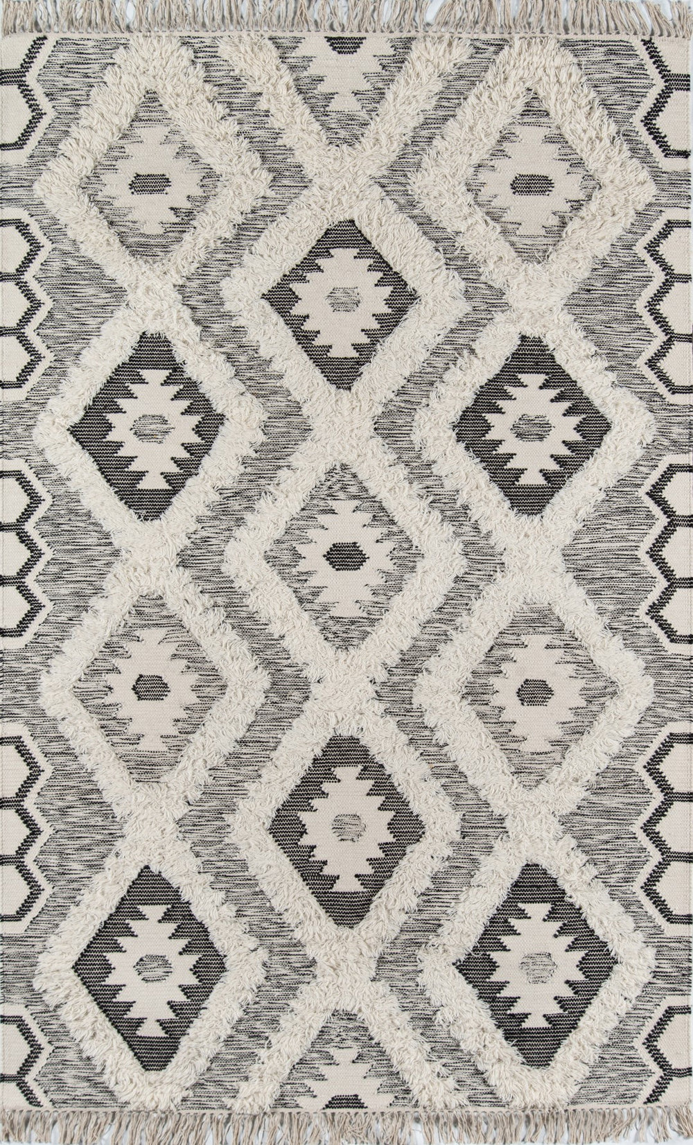 Momeni Novogratz Indio IND-5 Hand Woven Contemporary Geometric Indoor Area Rug Black 7'6" x 9'6" INDIOIND-5BLK7696