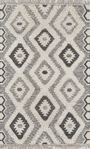 Momeni Novogratz Indio IND-5 Hand Woven Contemporary Geometric Indoor Area Rug Black 7'6" x 9'6" INDIOIND-5BLK7696