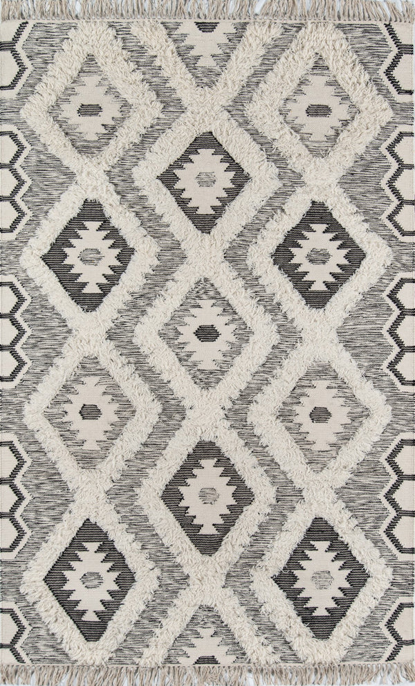 Momeni Novogratz Indio IND-5 Hand Woven Contemporary Geometric Indoor Area Rug Black 7'6" x 9'6" INDIOIND-5BLK7696