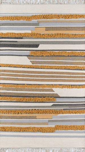 Momeni Novogratz Indio IND-6 Hand Woven Contemporary Geometric Indoor Area Rug Mustard 7'6" x 9'6" INDIOIND-6MST7696