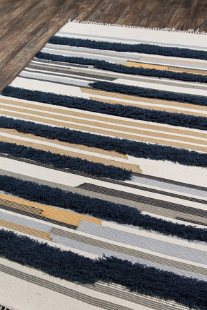 Momeni Novogratz Indio IND-6 Hand Woven Contemporary Geometric Indoor Area Rug Navy 7'6" x 9'6" INDIOIND-6NVY7696