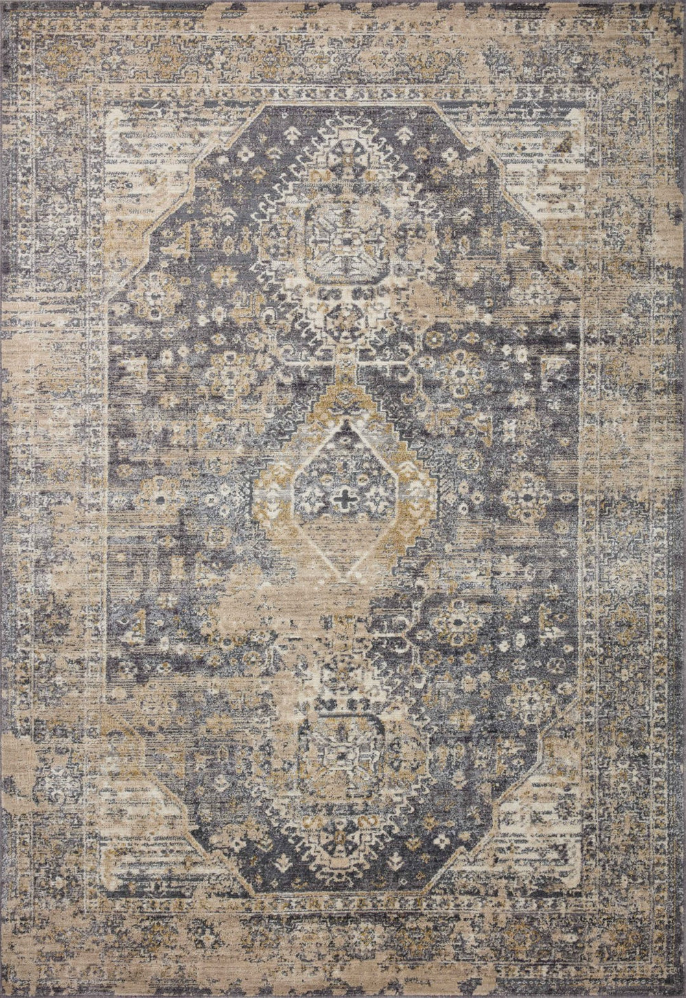 Loloi Rugs Indra INA-03 Polyester | Polypropylene Pile Power Loomed Contemporary Area Rug Charcoal / Natural 118.766 INDRINA-03CCNAB6F6