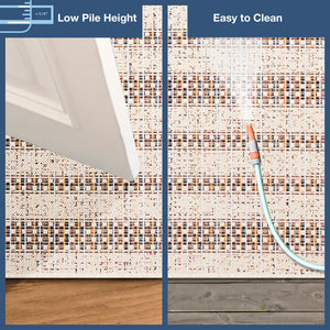 Trans-Ocean Liora Manne Avena Mosaic Stripe Casual Indoor/Outdoor Power Loomed 91% Polypropylene/9% Polyester Rug Ivory 7'10" x 9'10"