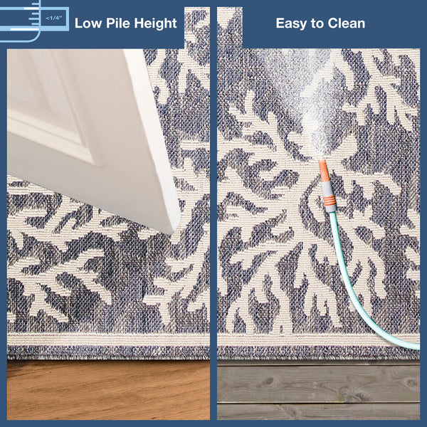 Trans-Ocean Liora Manne Cove Coral Casual Indoor/Outdoor Power Loomed 100% Polypropylene Rug Blue 7'10" x 9'10"