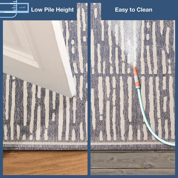 Trans-Ocean Liora Manne Cove Bamboo Casual Indoor/Outdoor Power Loomed 100% Polypropylene Rug Blue 7'10" x 9'10"