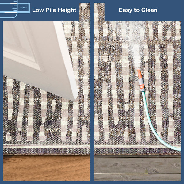 Trans-Ocean Liora Manne Cove Bamboo Casual Indoor/Outdoor Power Loomed 100% Polypropylene Rug Grey 7'10" x 9'10"