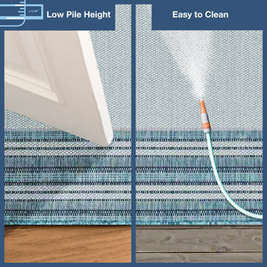 Trans-Ocean Liora Manne Carmel Multi Border Casual Indoor/Outdoor Power Loomed 87% Polypropylene/13% Polyester Rug Aqua 7'10" x 9'10"