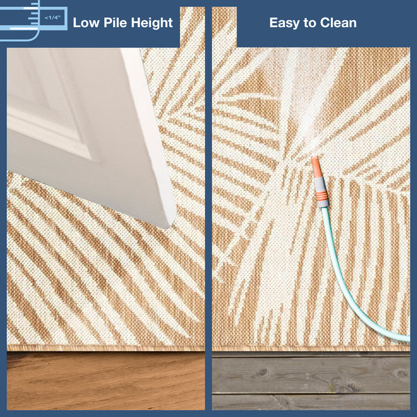 Trans-Ocean Liora Manne Carmel Palm Casual Indoor/Outdoor Power Loomed 87% Polypropylene/13% Polyester Rug Sand 7'10" x 9'10"