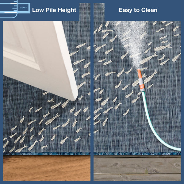 Trans-Ocean Liora Manne Carmel School Of Fish Casual Indoor/Outdoor Power Loomed 87% Polypropylene/13% Polyester Rug Navy 7'10" x 9'10"