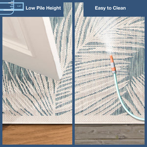 Trans-Ocean Liora Manne Carmel Fronds Casual Indoor/Outdoor Power Loomed 87% Polypropylene/13% Polyester Rug Aqua 7'10" x 9'10"