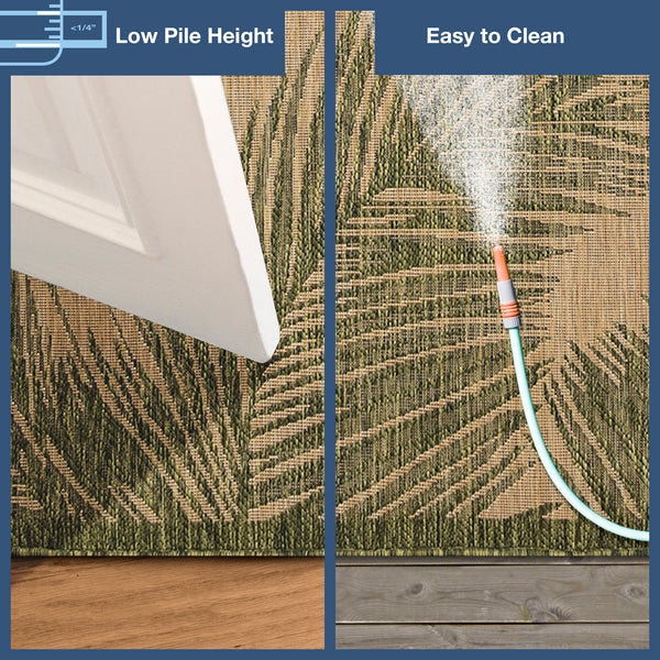 Trans-Ocean Liora Manne Carmel Fronds Casual Indoor/Outdoor Power Loomed 87% Polypropylene/13% Polyester Rug Green 7'10" x 9'10"