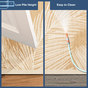 Trans-Ocean Liora Manne Carmel Fronds Casual Indoor/Outdoor Power Loomed 87% Polypropylene/13% Polyester Rug Sand 7'10" x 9'10"