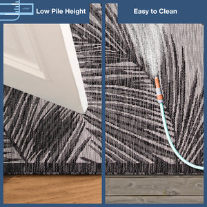 Trans-Ocean Liora Manne Carmel Fronds Casual Indoor/Outdoor Power Loomed 87% Polypropylene/13% Polyester Rug Black 7'10" x 9'10"