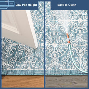 Trans-Ocean Liora Manne Carmel Antique Tile Casual Indoor/Outdoor Power Loomed 87% Polypropylene/13% Polyester Rug Aqua 7'10" x 9'10"