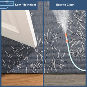 Trans-Ocean Liora Manne Carmel Bamboo Border Casual Indoor/Outdoor Power Loomed 87% Polypropylene/13% Polyester Rug Navy 7'10" x 9'10"