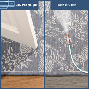 Trans-Ocean Liora Manne Carmel Collage Casual Indoor/Outdoor Power Loomed 87% Polypropylene/13% Polyester Rug Navy 7'10" x 9'10"