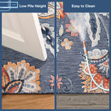 Trans-Ocean Liora Manne Canyon Ornamental Flower Casual Indoor/Outdoor Power Loomed 87% Polypropylene/13% Polyester Rug Navy 7'8" x 9'10"