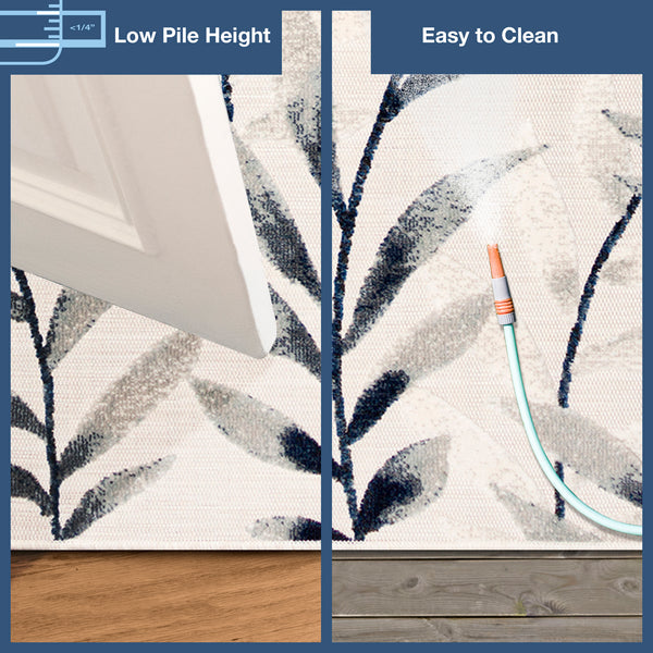 Trans-Ocean Liora Manne Canyon Vines Casual Indoor/Outdoor Power Loomed 87% Polypropylene/13% Polyester Rug Ivory 7'8" x 9'10"