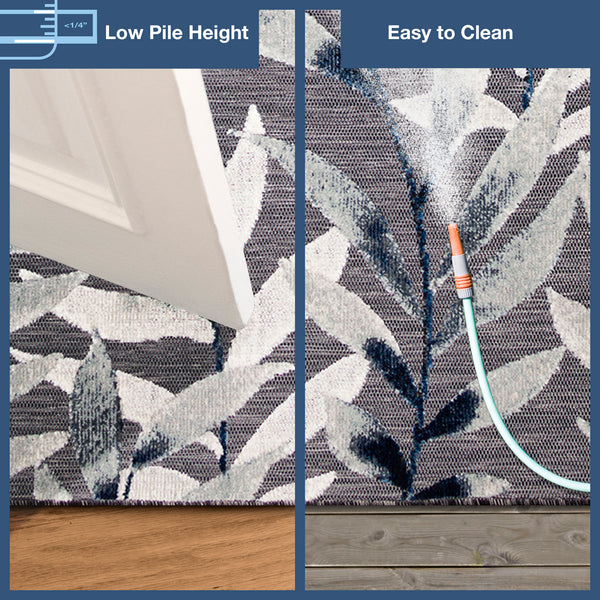 Trans-Ocean Liora Manne Canyon Vines Casual Indoor/Outdoor Power Loomed 87% Polypropylene/13% Polyester Rug Charcoal 7'8" x 9'10"