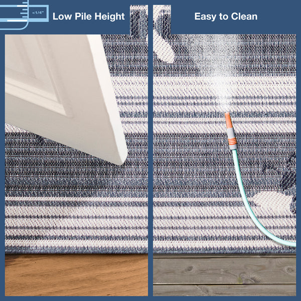 Trans-Ocean Liora Manne Malibu Sweet Bees Casual Indoor/Outdoor Power Loomed 88% Polypropylene/12% Polyester Rug Navy 7'10" x 9'10"