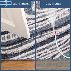 Trans-Ocean Liora Manne Malibu Waves Casual Indoor/Outdoor Power Loomed 88% Polypropylene/12% Polyester Rug Navy 7'10" x 9'10"