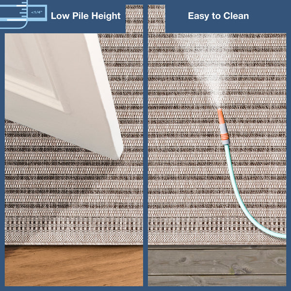 Trans-Ocean Liora Manne Malibu Simple Border Casual Indoor/Outdoor Power Loomed 88% Polypropylene/12% Polyester Rug Neutral 7'10" x 9'10"