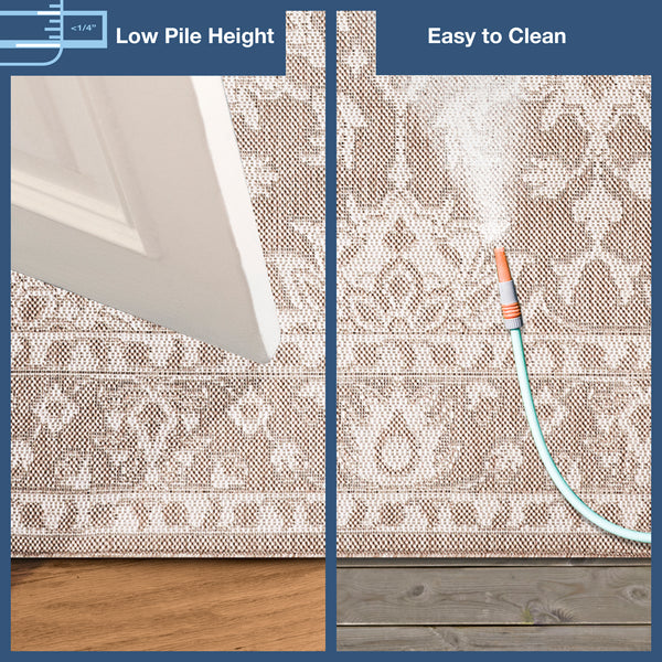 Trans-Ocean Liora Manne Malibu Kashan Casual Indoor/Outdoor Power Loomed 88% Polypropylene/12% Polyester Rug Neutral 7'10" x 9'10"