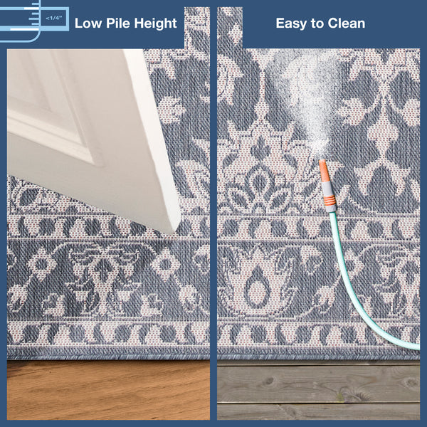 Trans-Ocean Liora Manne Malibu Kashan Casual Indoor/Outdoor Power Loomed 88% Polypropylene/12% Polyester Rug Slate 7'10" x 9'10"