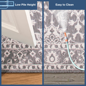 Trans-Ocean Liora Manne Malibu Kashan Casual Indoor/Outdoor Power Loomed 88% Polypropylene/12% Polyester Rug Silver 7'10" x 9'10"