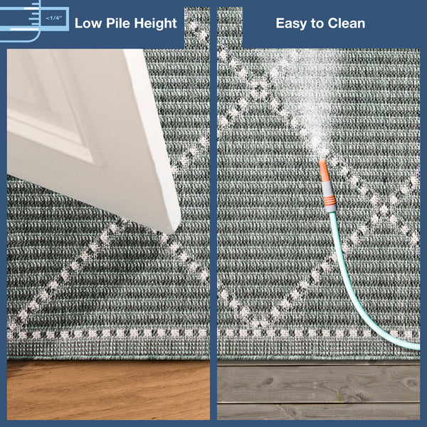 Trans-Ocean Liora Manne Malibu Checker Diamond Casual Indoor/Outdoor Power Loomed 88% Polypropylene/12% Polyester Rug Green 7'10" x 9'10"