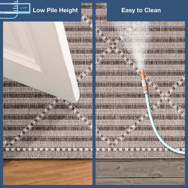 Trans-Ocean Liora Manne Malibu Checker Diamond Casual Indoor/Outdoor Power Loomed 88% Polypropylene/12% Polyester Rug Neutral 7'10" x 9'10"