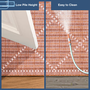 Trans-Ocean Liora Manne Malibu Checker Diamond Casual Indoor/Outdoor Power Loomed 88% Polypropylene/12% Polyester Rug Clay 7'10" x 9'10"