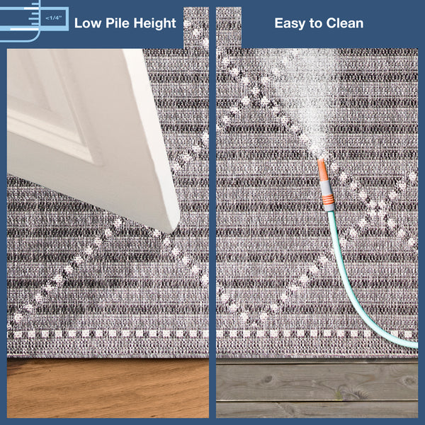 Trans-Ocean Liora Manne Malibu Checker Diamond Casual Indoor/Outdoor Power Loomed 88% Polypropylene/12% Polyester Rug Charcoal 7'10" x 9'10"