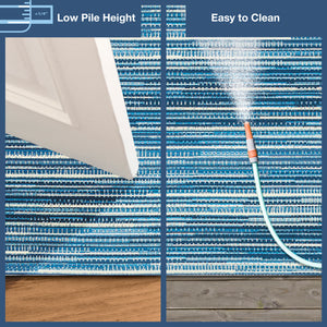 Trans-Ocean Liora Manne Marina Stripes Casual Indoor/Outdoor Power Loomed 75% Polypropylene/25% Polyester Rug China Blue 7'10" x 9'10"