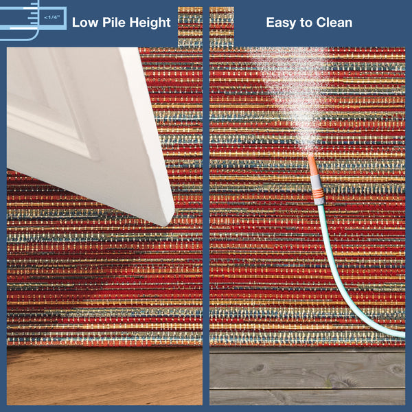 Trans-Ocean Liora Manne Marina Stripes Casual Indoor/Outdoor Power Loomed 75% Polypropylene/25% Polyester Rug Saffron 7'10" x 9'10"