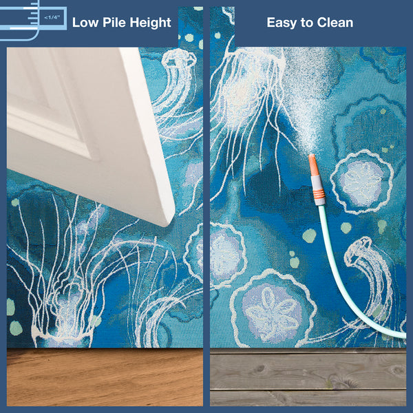 Trans-Ocean Liora Manne Marina Jelly Fish Casual Indoor/Outdoor Power Loomed 75% Polypropylene/25% Polyester Rug Bloom 8'10" x 11'9"