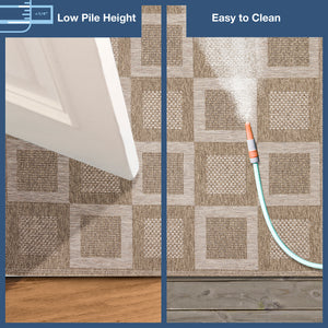 Trans-Ocean Liora Manne Orly Squares Casual Indoor/Outdoor Power Loomed 100% Polypropylene Rug Natural 7'10" x 9'10"